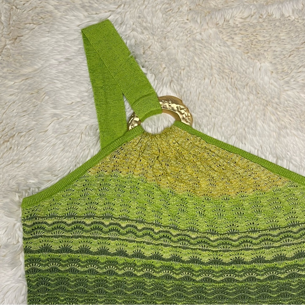 Boston Proper Green One Shoulder Sleeveless Knit Top w/ Gold Hoop - Picture 5 of 13